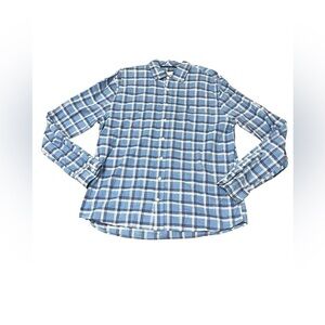 Johnnie-O Hangin’ Out Men’s Size L Blue Plaid Button Down Shirt